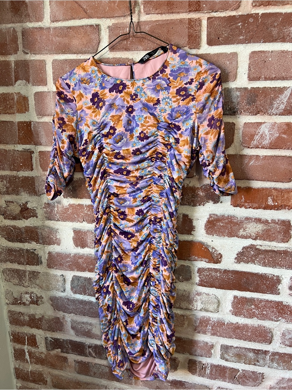 ZARA Floral Draped Mini Dress